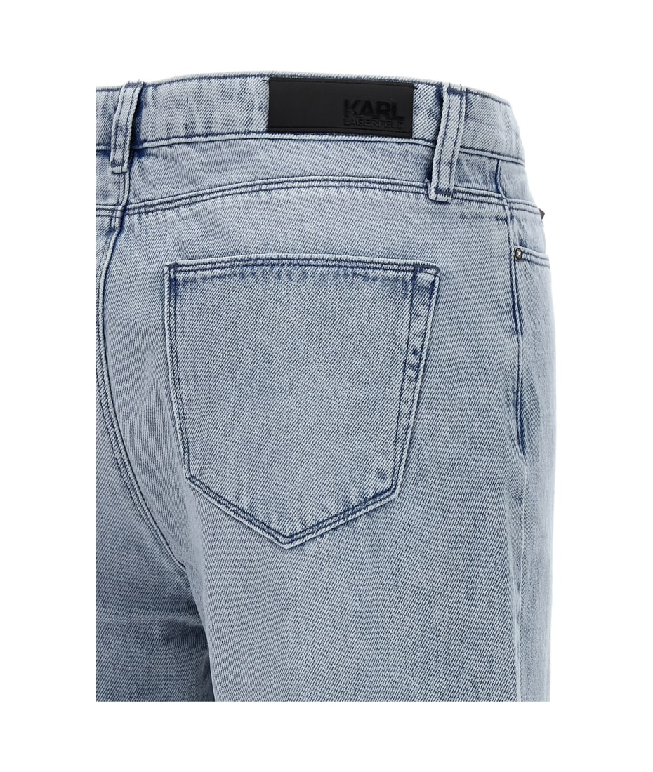 デニム・ジーパン KARL LAGERFELD Rhinestone fringed jeans Light Blue Karl Lagerfeld Rhinestone Fringed Jeans | italist