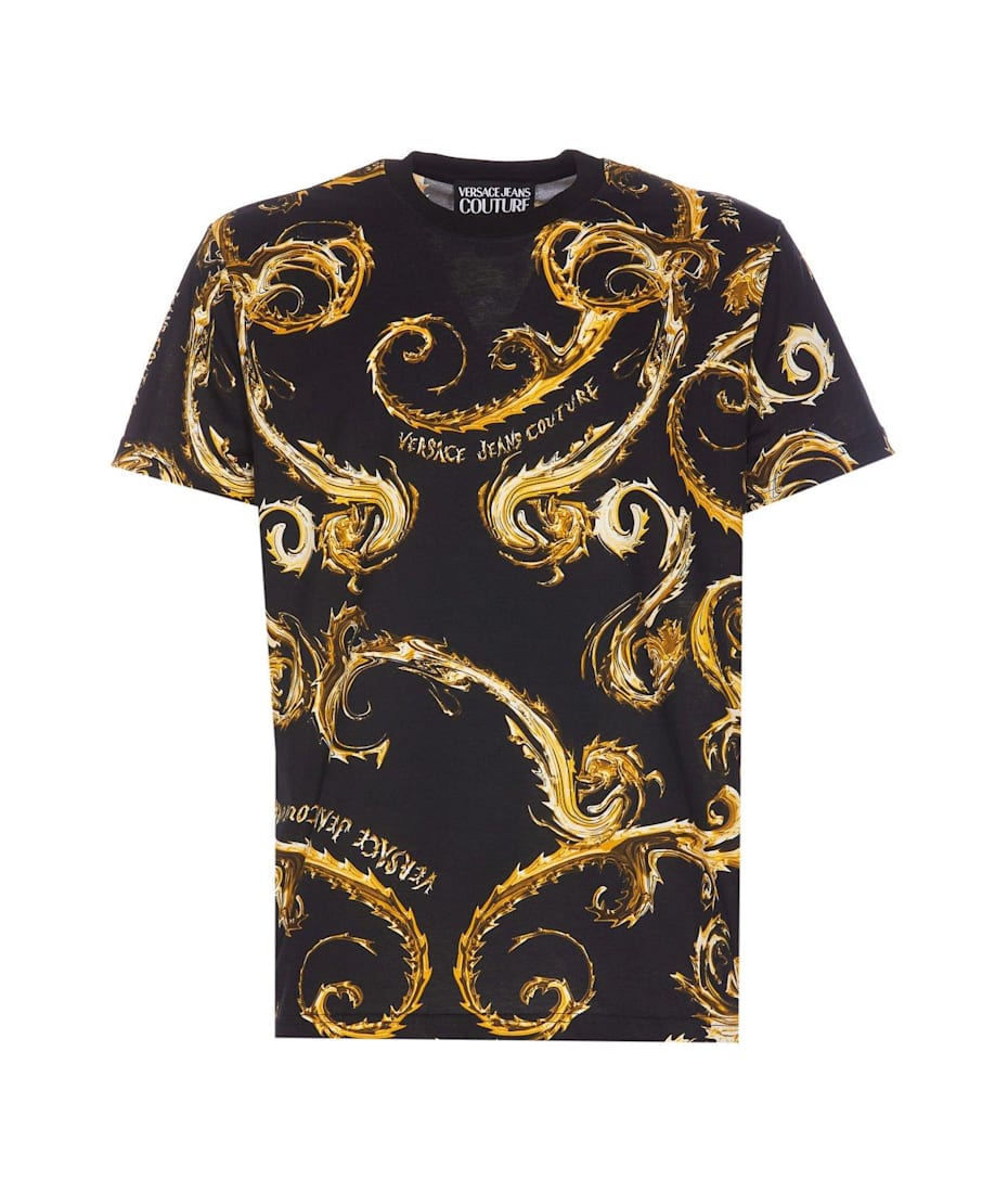 【送料&関税込】Versace Barocco-printed Crewneck T-shirt Versace Jeans Couture Barocco-printed Crewneck T-shirt