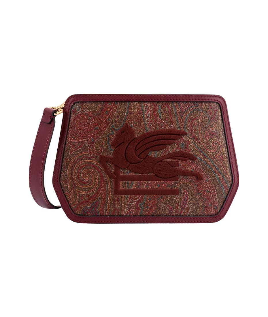 ETRO Pegaso Paisley Shoulder Bag Red,Brown