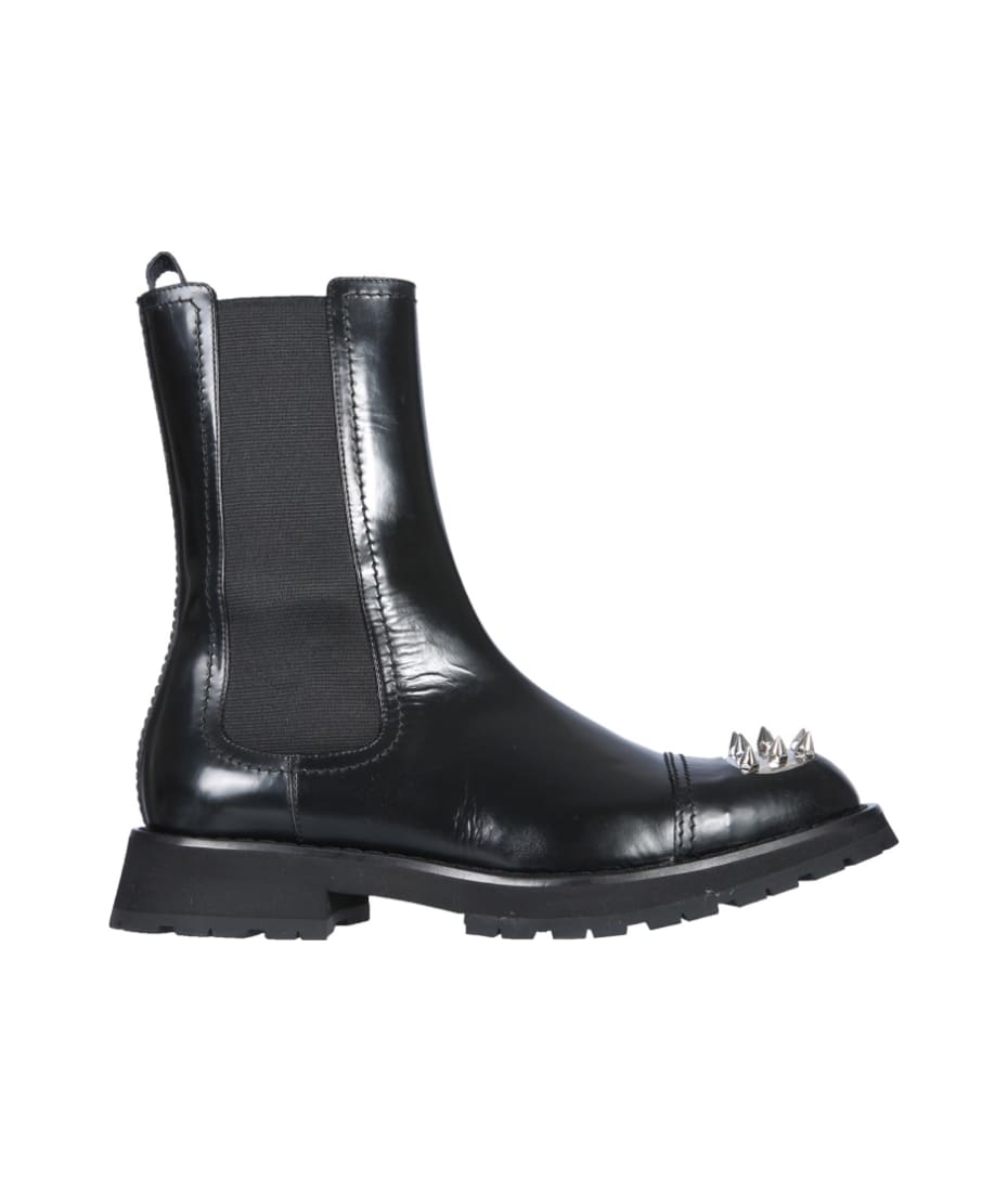 靴 Alexander McQueen Punk Stud Boots 44 Alexander McQueen Black Punk Stud Lace-Up Boots Alexander