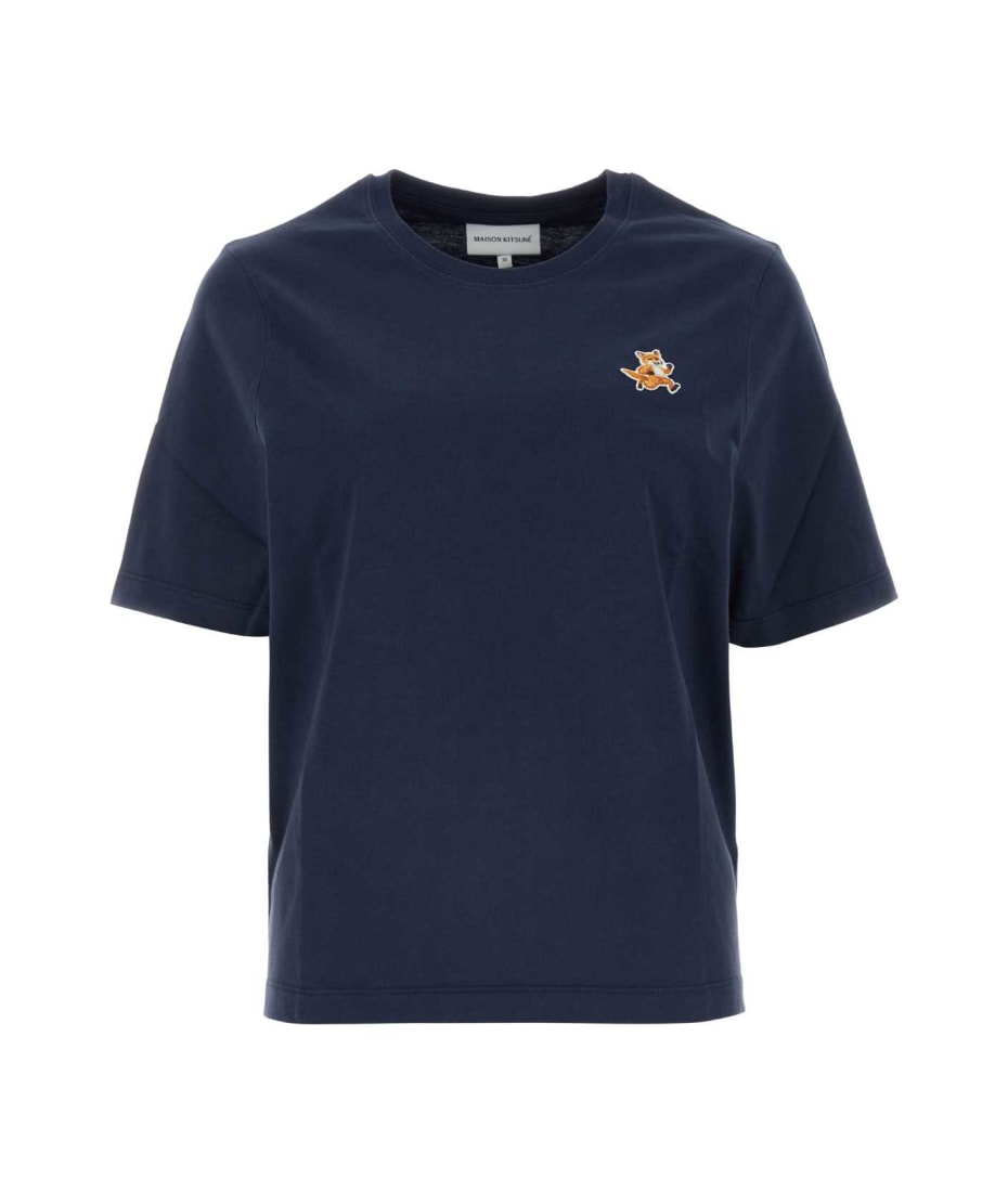 Maison Kitsuné Navy Blue Cotton T-shirt - INKBLUE