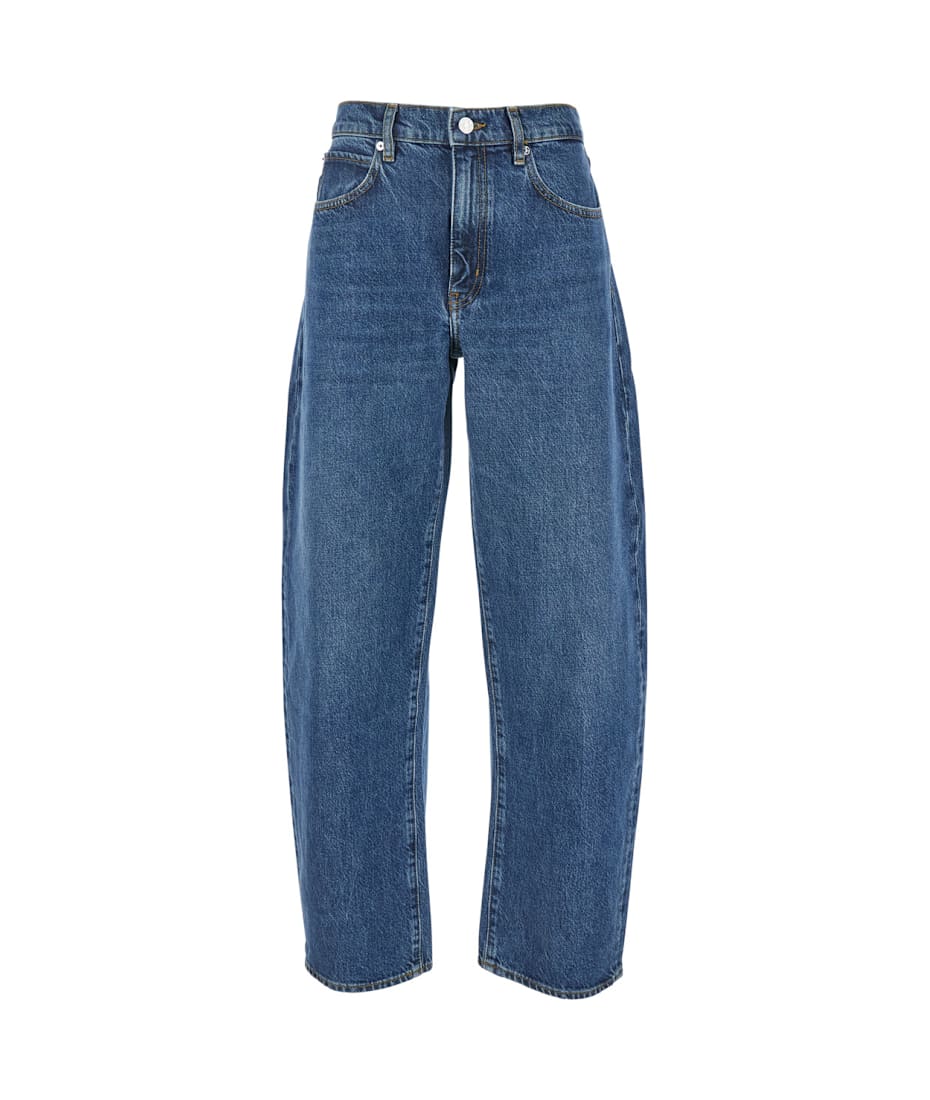 Frame Blue Jeans With Low Waist And Belt Loops In Denim Woman