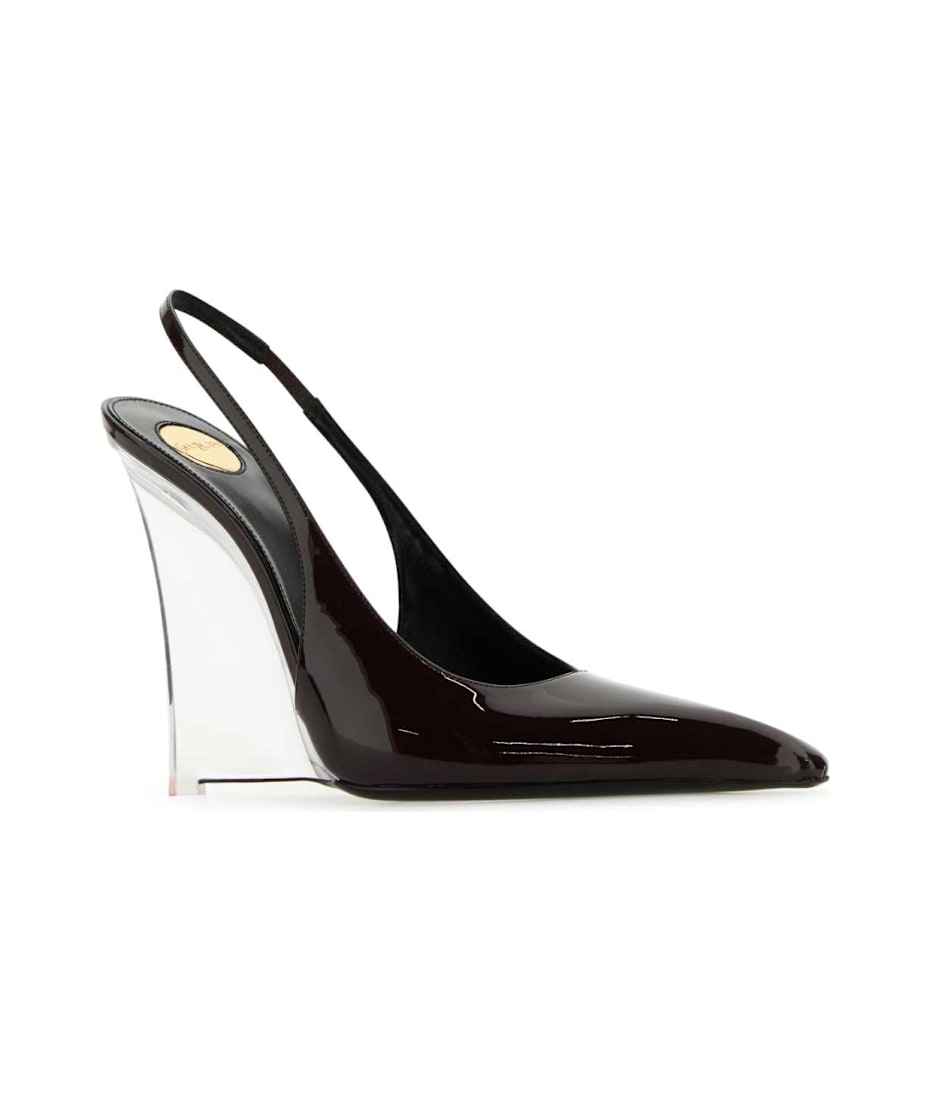 サンダル・ミュール Saint Laurent Burgundy leather Miller wedges Saint Laurent Burgundy Leather Miller Wedges | italist