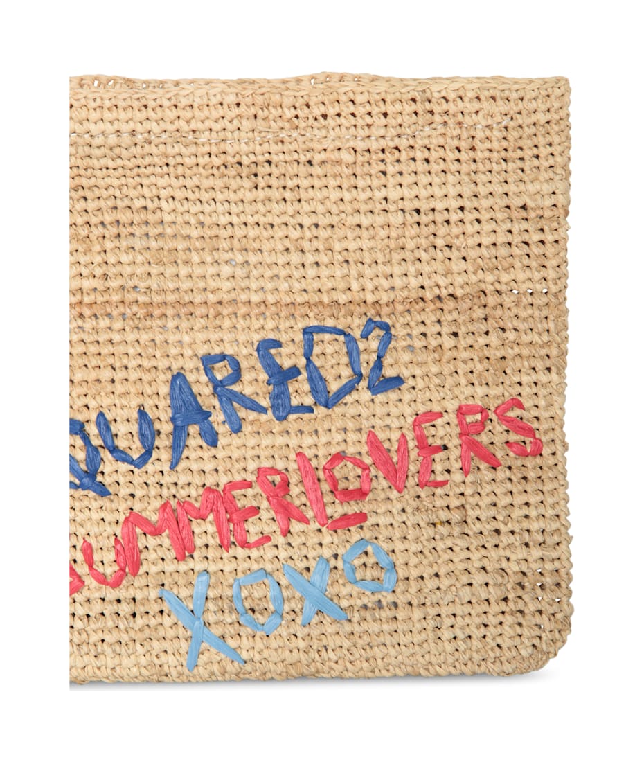 Dsquared2 Nude Raphia Logo Pouch Bag | italist