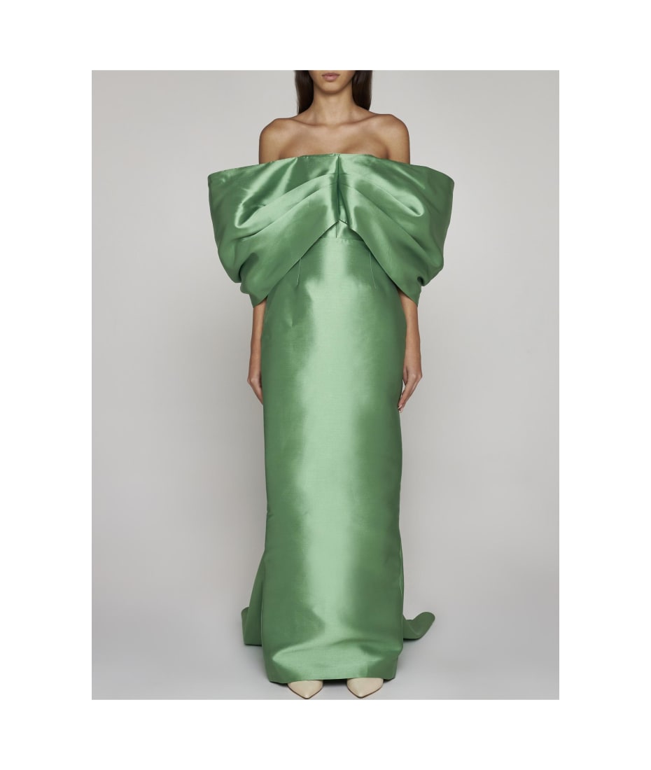 fitted lace wedding dress Delphina Plum Satin Maxi Dress With Gathered And Knot-Detail – Club L  London main image 1