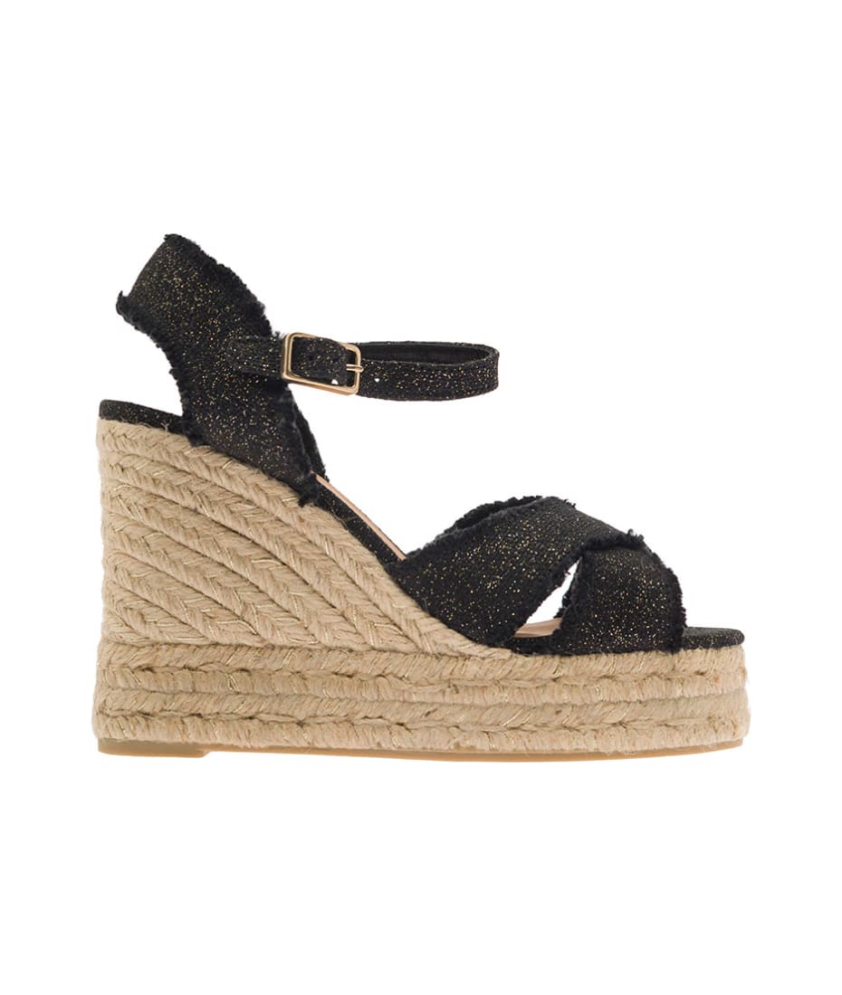 サンダル・ミュール Castaner Beige Canvas Wedge Sandals (BROMELIA8ED0324023) Castaner Bromelia Frayed Canvas Wedge Espadrilles | Neiman