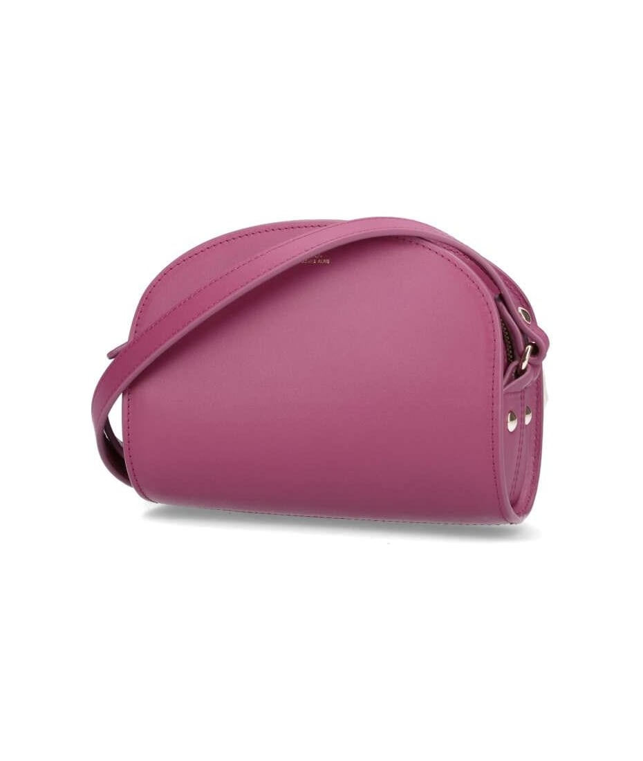 Demi Lune Mini Leather Shoulder Bag in Pink - A P C