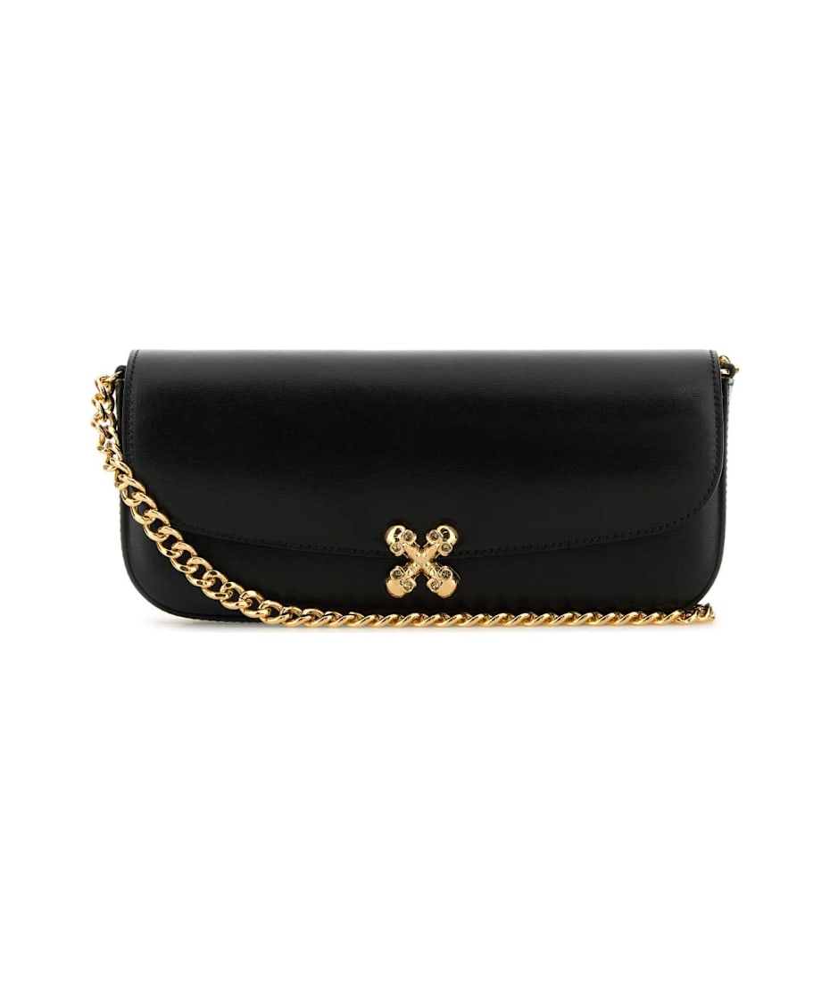 ショルダーバッグ・ポシェット ALEXANDER MCQUEEN Black Leather Skull Flower Crossbody Bag Alexander McQueen Black Leather Skull Flower Crossbody Bag
