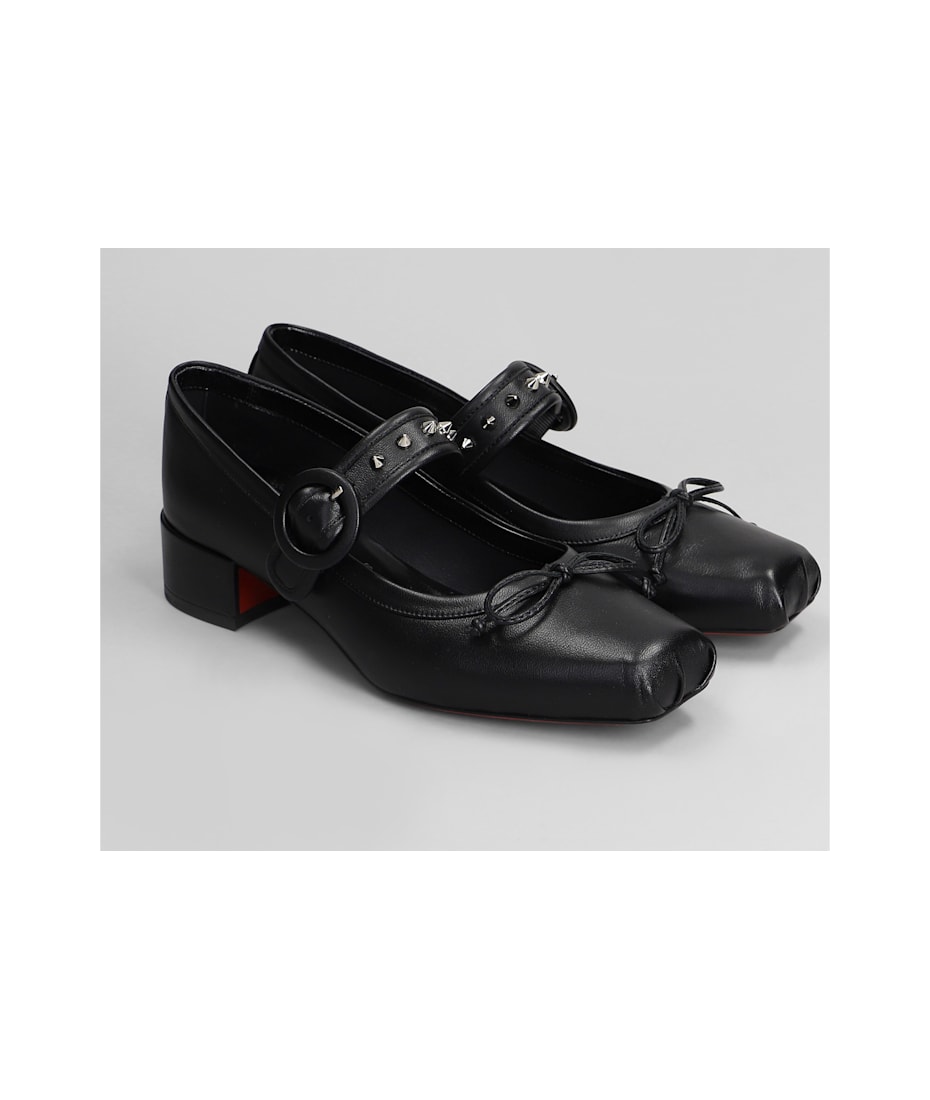 Mamastrapita Spike30 Ballet Flats In Black Leather