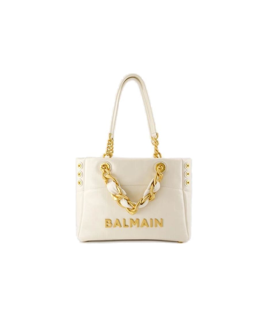 BALMAIN スモル1945ソフトハック DN0FD871LETF 0DA Small 1945 Soft tote bag in crackled calfskin - Women | BALMAIN