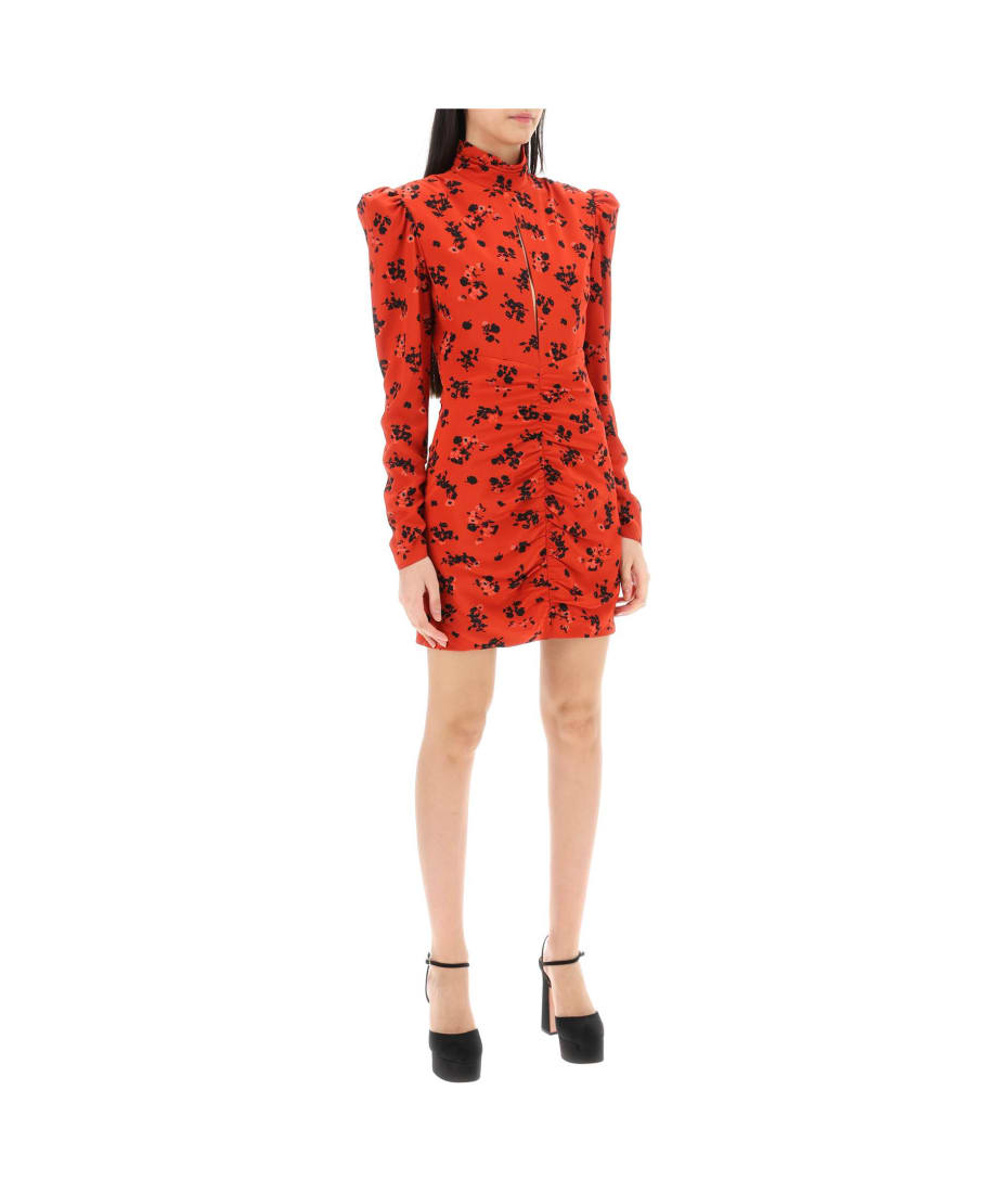 Alessandra Rich High-neck Floral Mini Dress - RED (Red)
