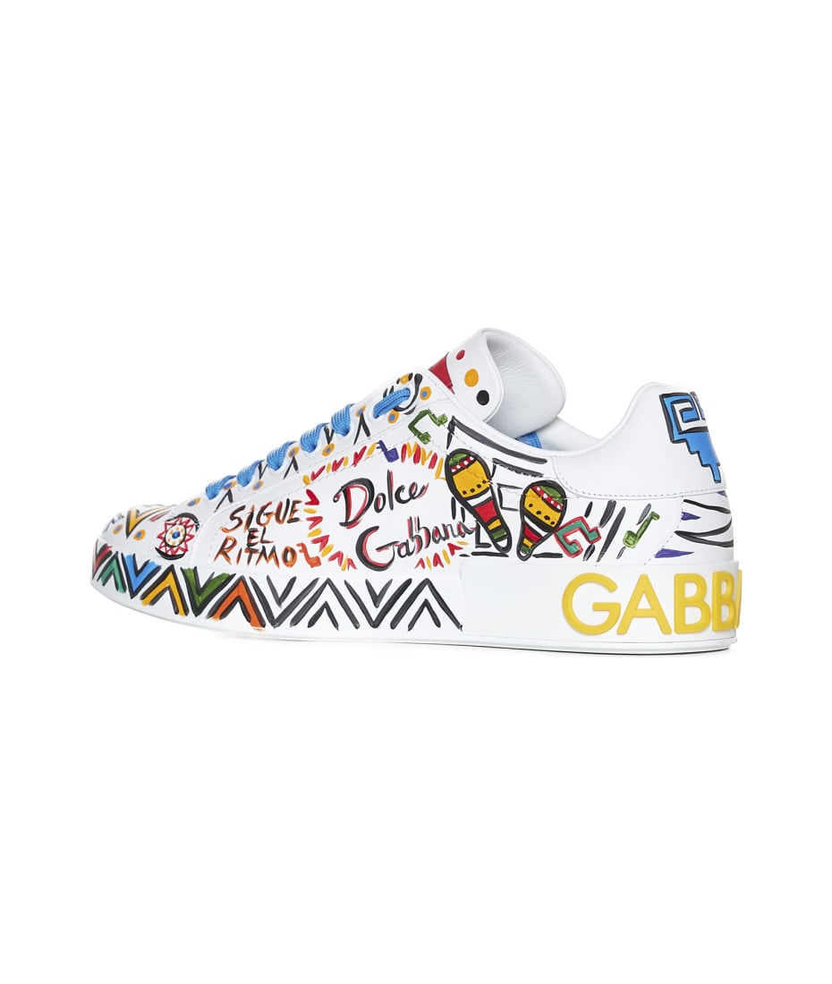 Dolce & Gabbana Portofino Spoiler Leather Low-top Sneakers - White