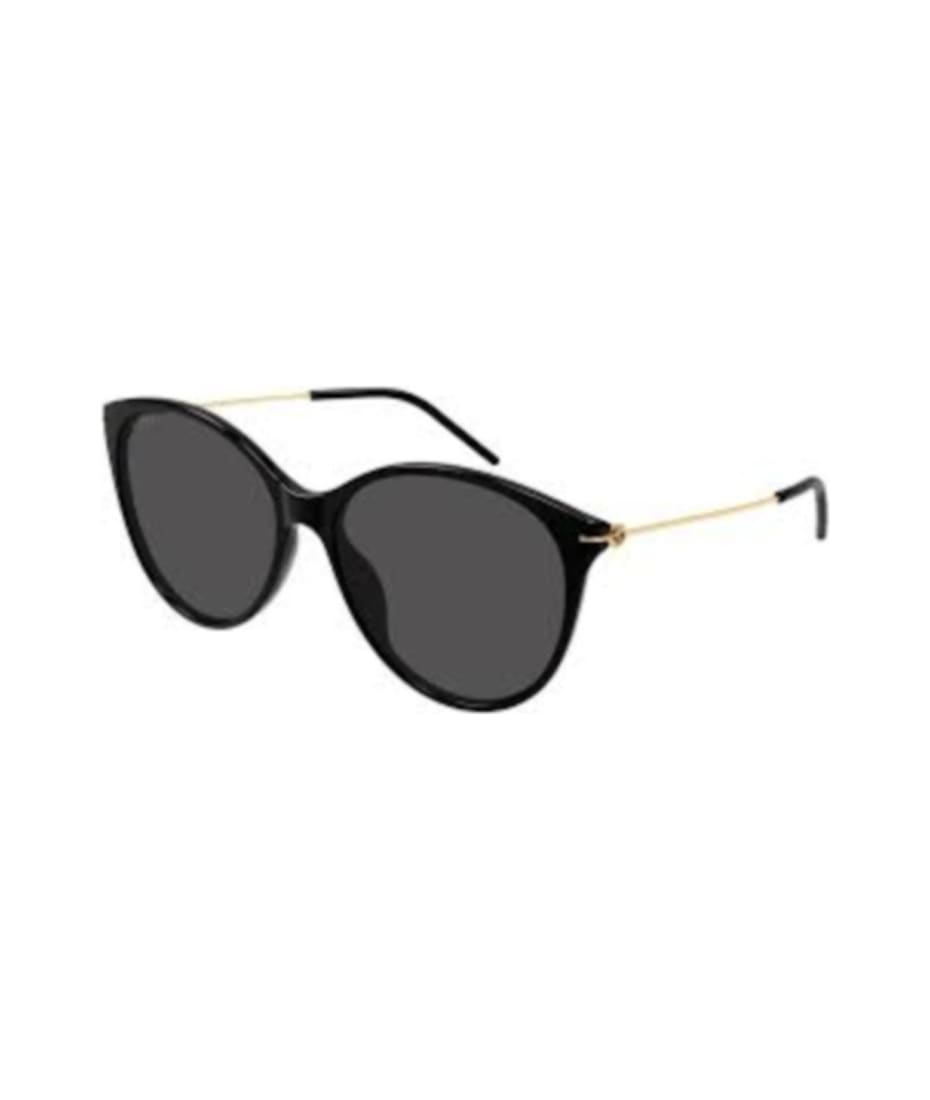サングラス GUCCI Gucci - GG1268S - 001 black gold grey Gucci GG1268S 001 Sunglasses Women's Black/Gold/Grey Lenses