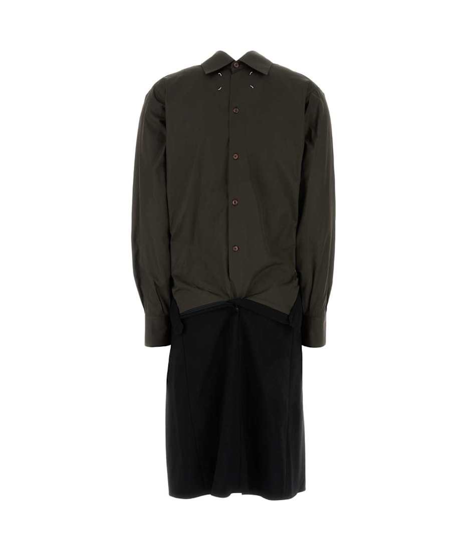 ワンピース Maison Margiela Two-tone poplin and wool shirt dress Maison Margiela Two-tone Poplin And Wool Shirt Dress