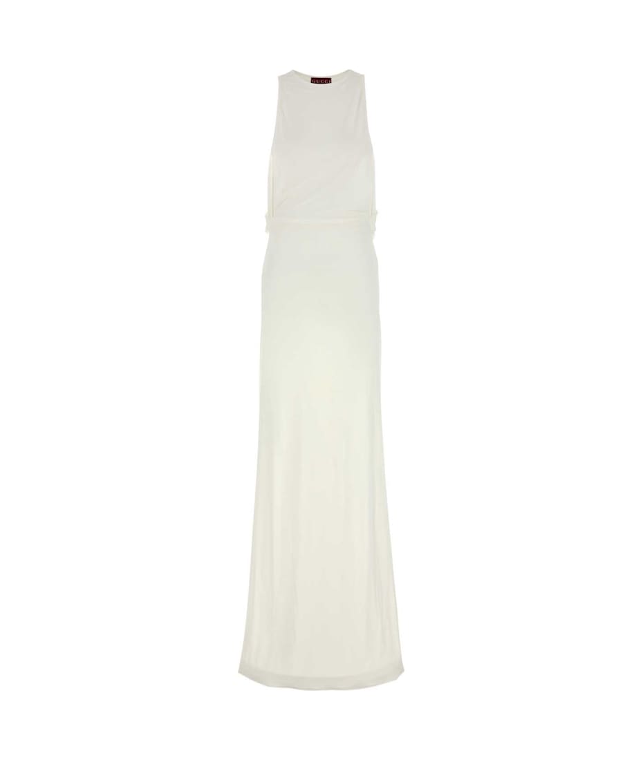 Gucci White Crepe Long Dress | italist