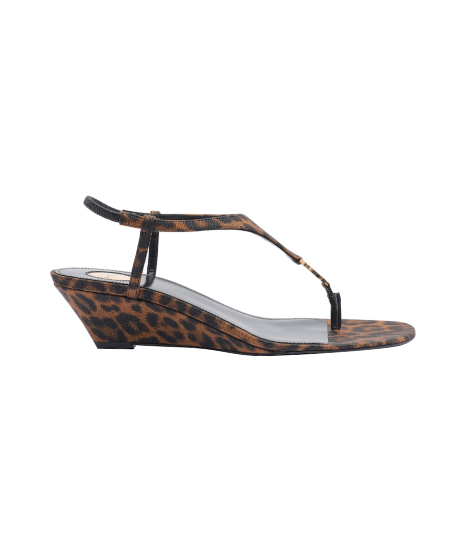 Cassandra Wedges Saint Laurent Cassandra In Leopard Grosgrain Wedges Italist