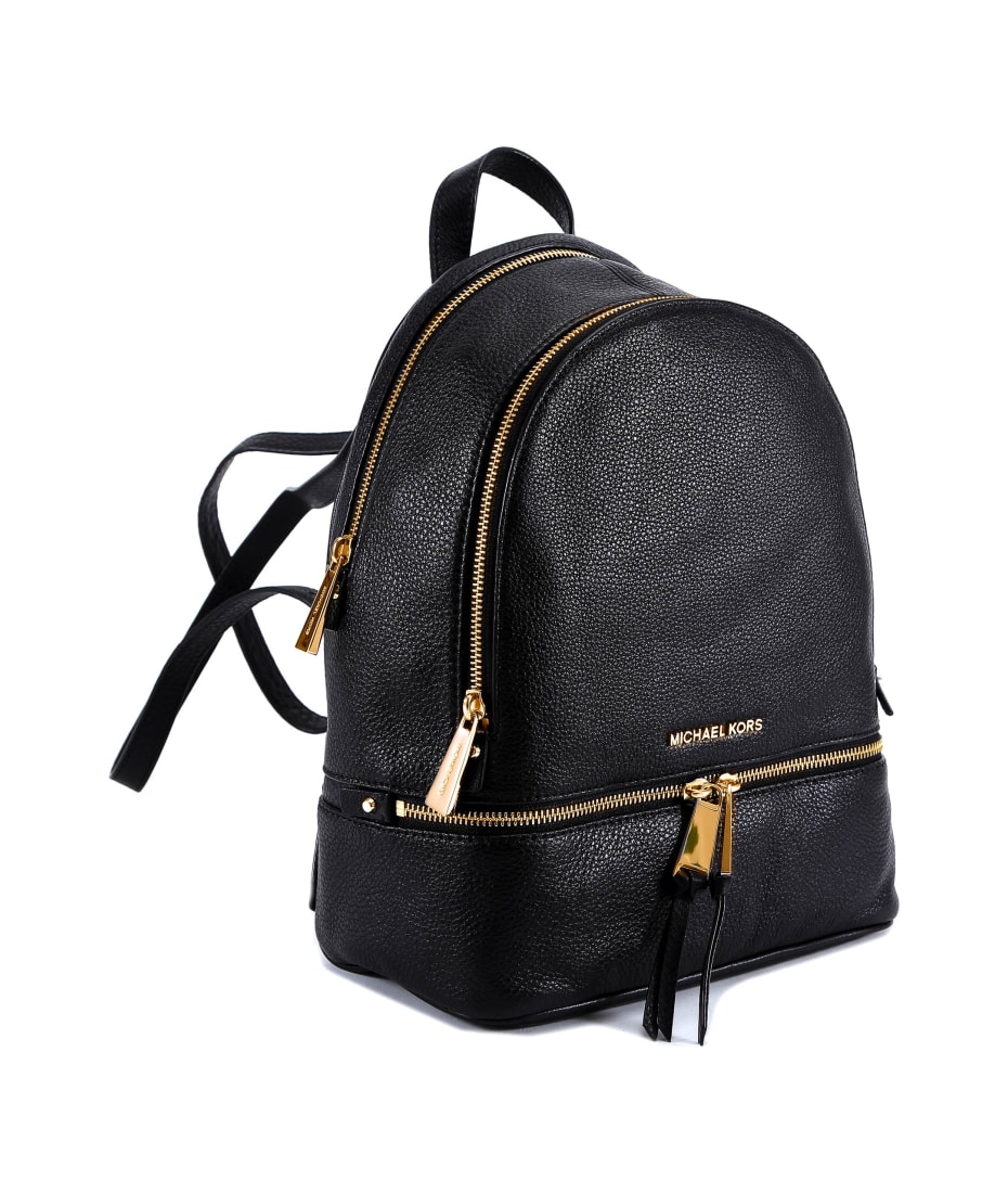 MICHAEL KORS RHEA ZIP BACKPACK IN HAMMERED LEATHER Woman Black