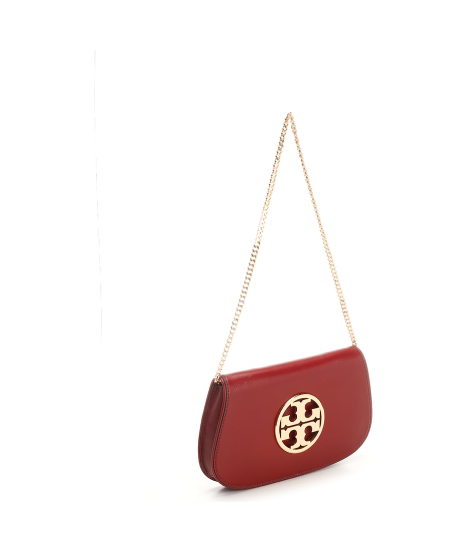 Reva Small Leather Shoulder Bag in Red - Tory Burch