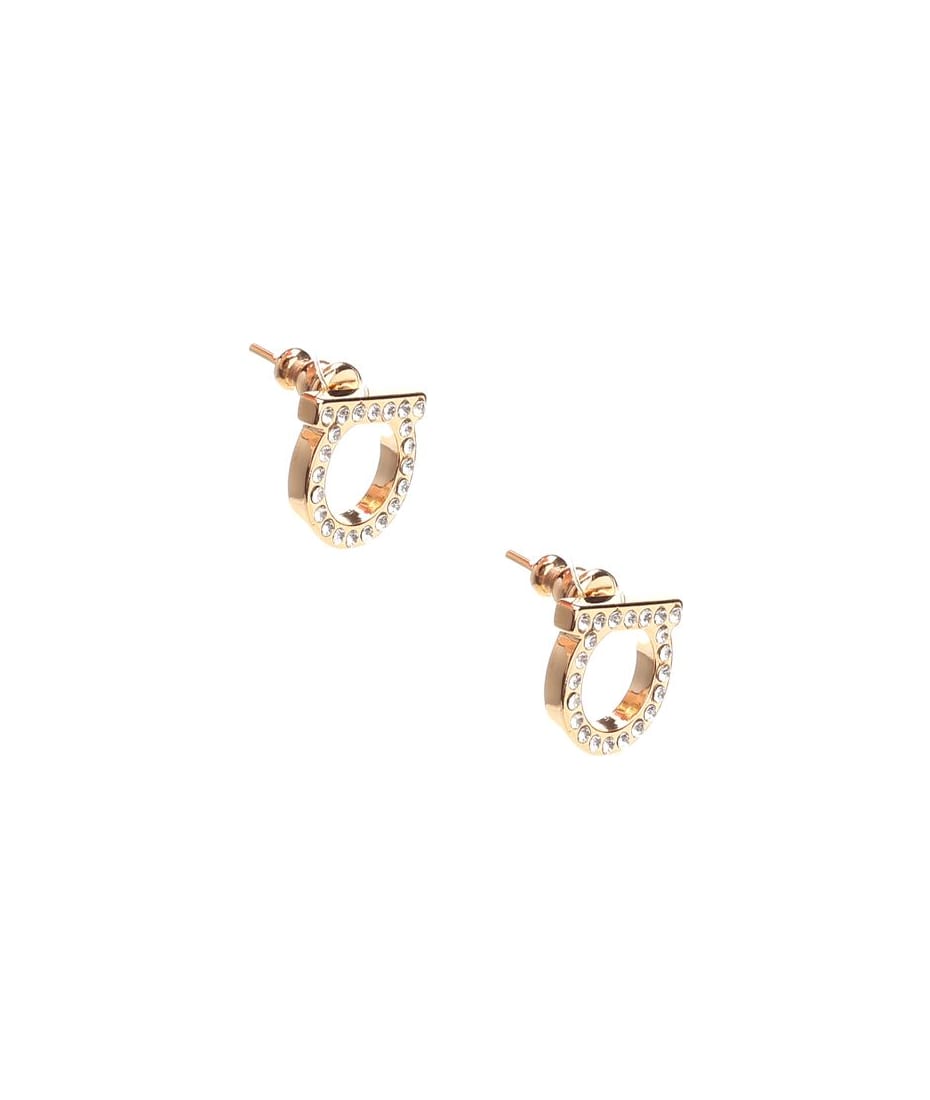 【Ferragamo】Gancini Crystals Large Earrings Brass Glass Ferragamo Gancini Crystals Large Earrings | italist, ALWAYS