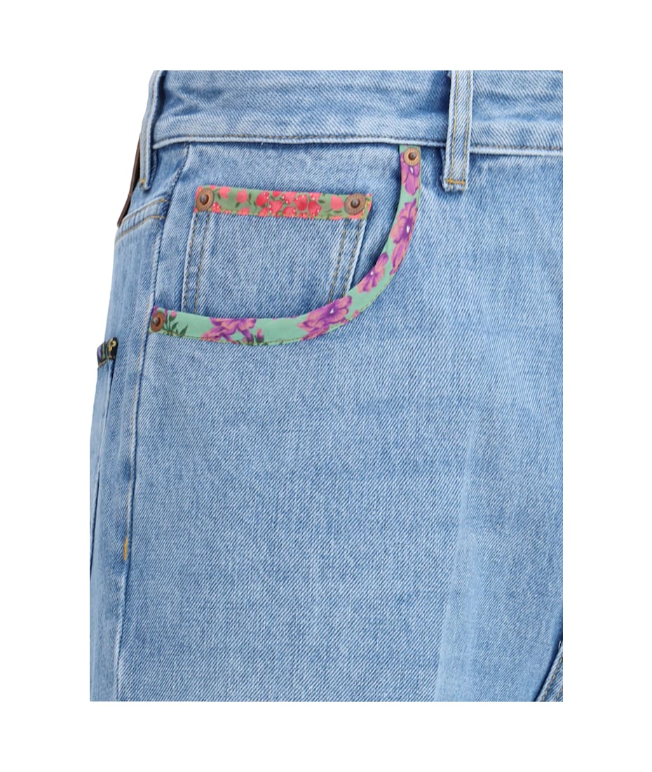 デニム・ジーパン VALENTINO Valentino Garavani floral jeans Valentino Garavani Hibiscus-detail Jeans in Blue | Lyst