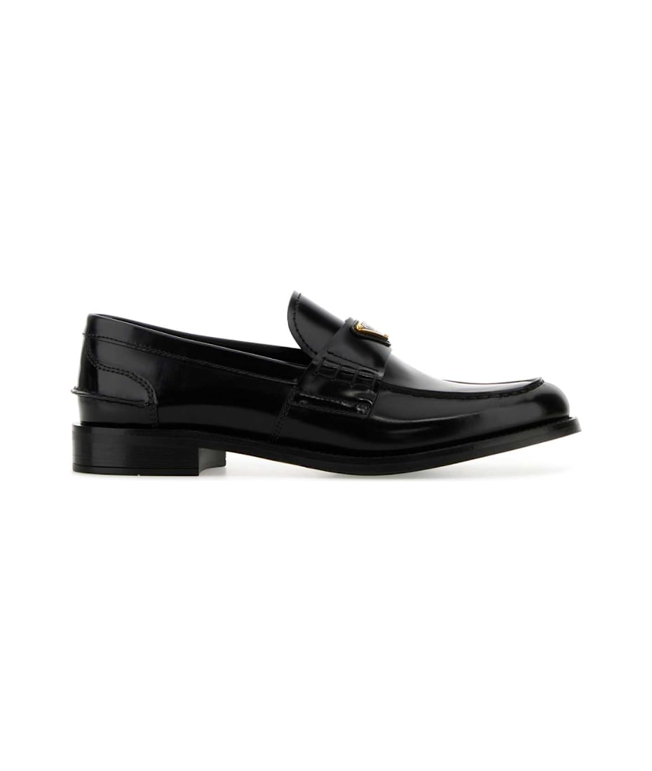 Prada Black Leather Loafers | italist
