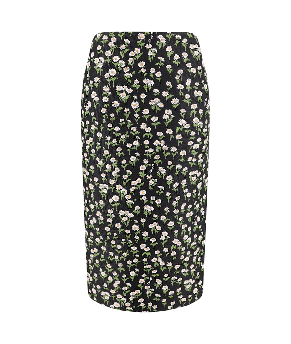 【送料&関税込】Gucci CrApe Jacquard Midi Skirt With Floral Gucci Crêpe Jacquard Midi Skirt With Floral Pattern
