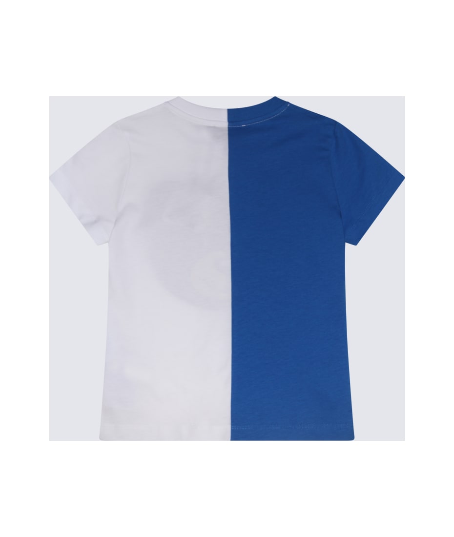 Moschino White And Blue Multicolour Cotton T-shirt - VICTORIA BLUE