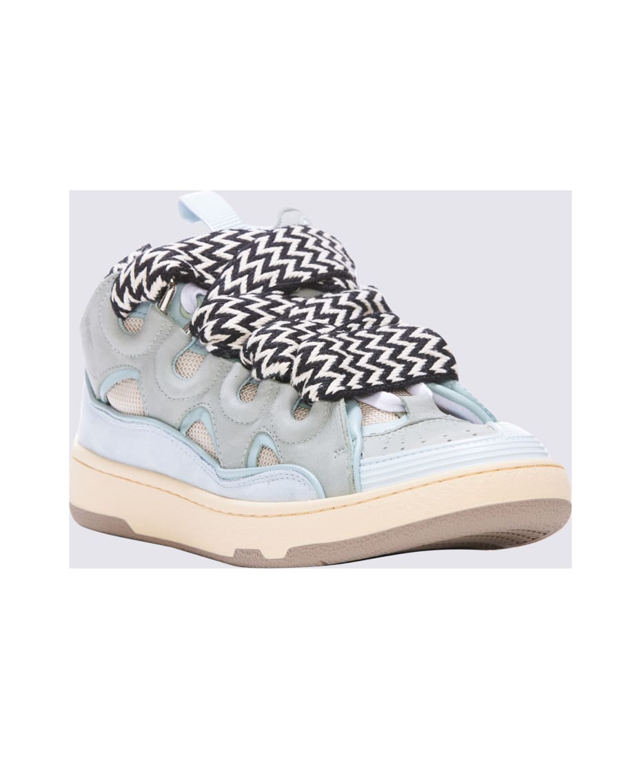 スニーカー Lanvin Pale Blue Curb Sneakers With Leather Lanvin Light Blue Leather Curb Sneakers | italist