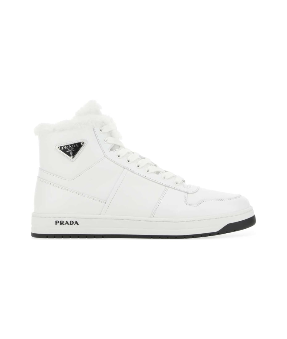 Prada White Leather Sneakers | italist Prada White Leather Sneakers | italist