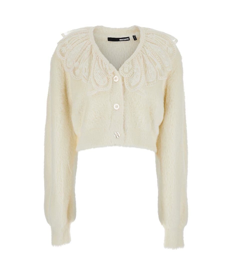 Rotate by Birger Christensen Lace Collar Knit Cardigan | italist  