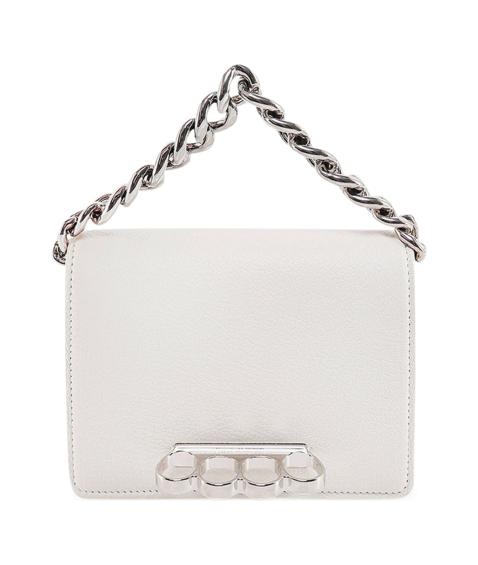 Alexander McQueen The Curve Small Monochrome Leather Cross-body Bag in Ivory Grey Womens Bags Crossbody bags and purses 
