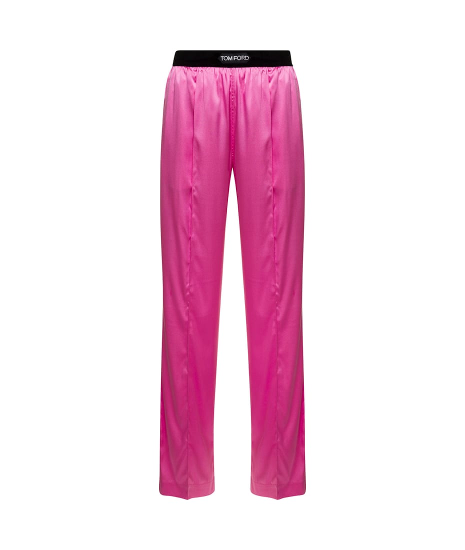 Tom Ford Fuchsia Satin Pants With Logo On Waistband In Stretch Silk Woman |  italist, ALWAYS LIKE A SALE