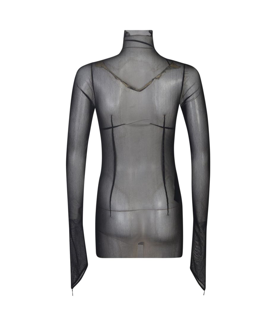 Ann Demeulemeester Sheer Detailed Long-sleeve Top - Nero