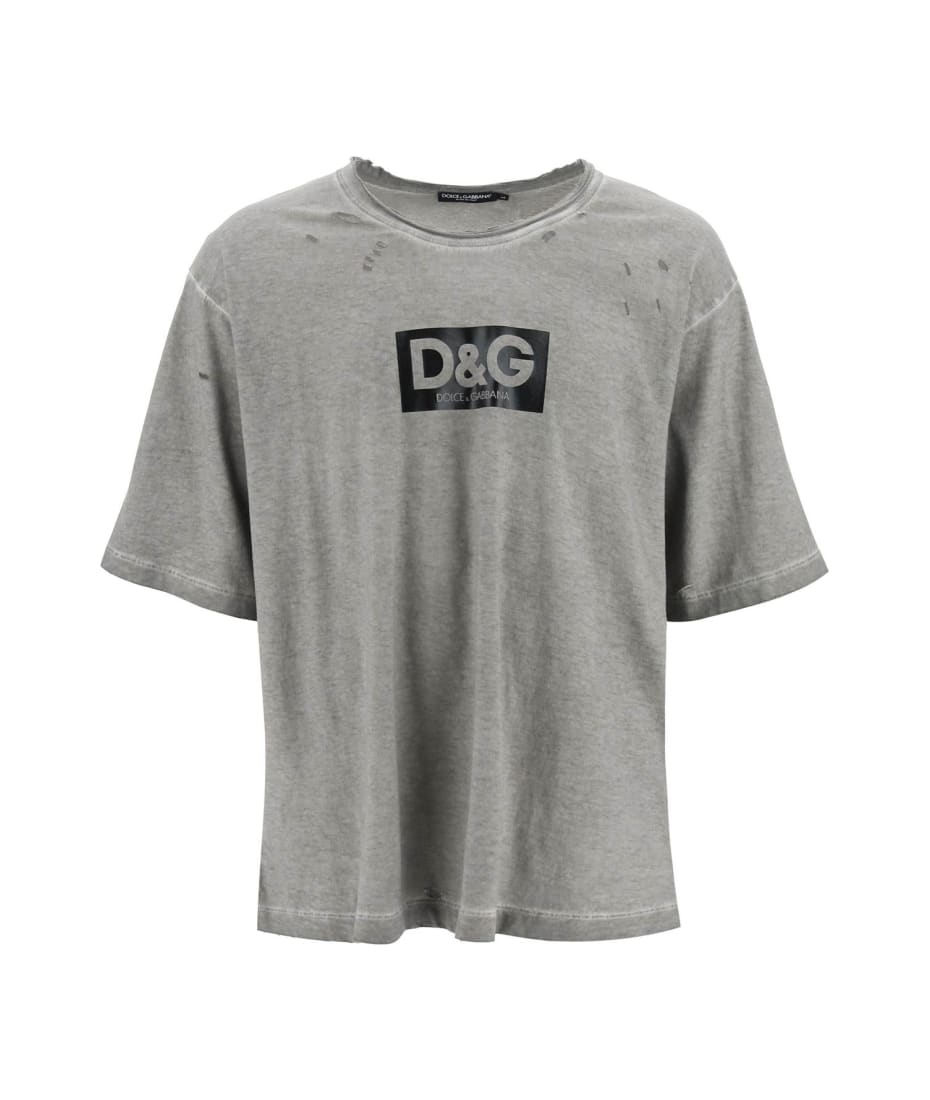 DOLCE & GABBANA コットン Tシャツ DOLCE & GABBANA Cotton T-Shirt with Dog Print and Logo