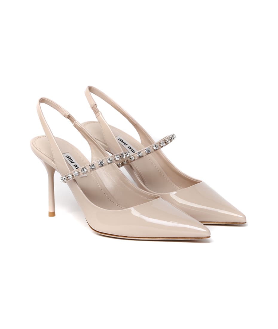 【関税&送料込】Miu Miu Ivory Leather Pumps Miu Miu Patent Leather Slingback Pumps - Ivory | Editorialist