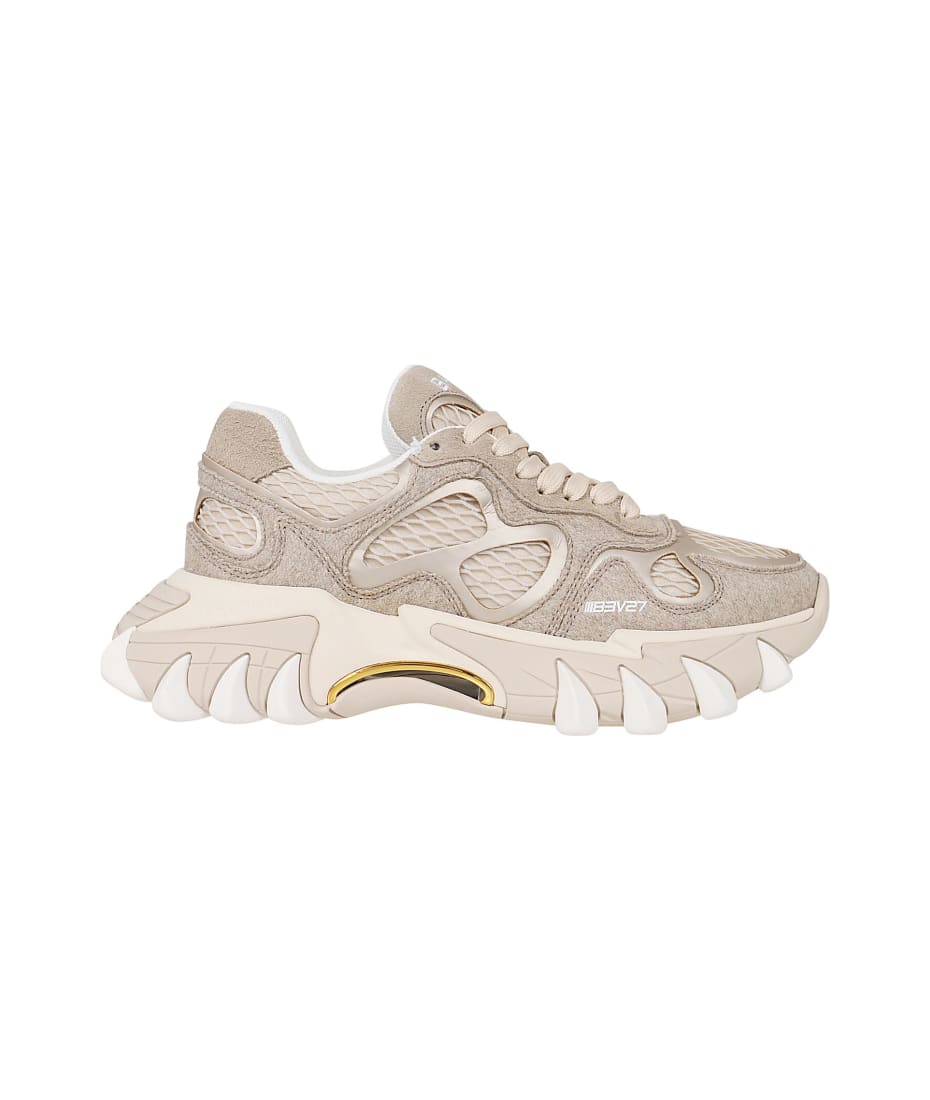【関税＆送料込み】Balmain 'B-East' Sneakers BALMAIN B-EAST TRAINER IN LEATHER, SUEDE AND MESH, BLACK