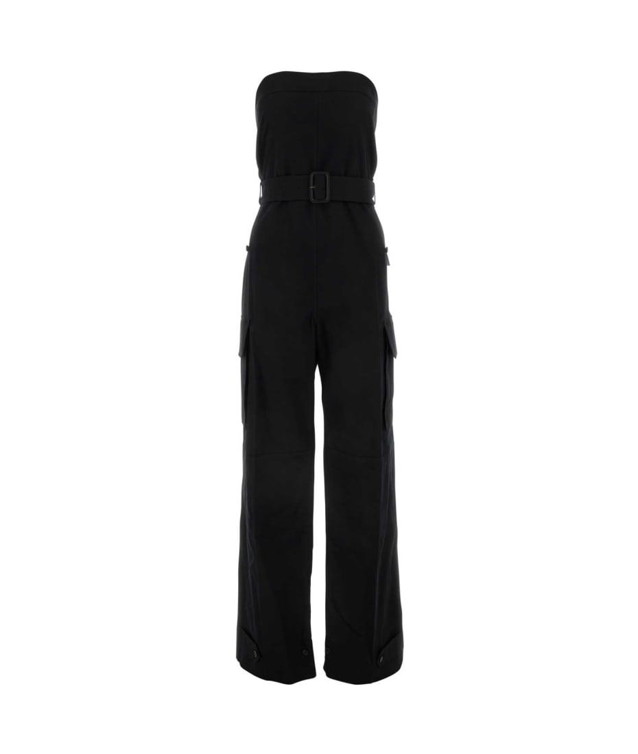 【送料&関税込】Saint Laurent Black Drill Jumpsuit Saint Laurent Black Drill Jumpsuit | italist