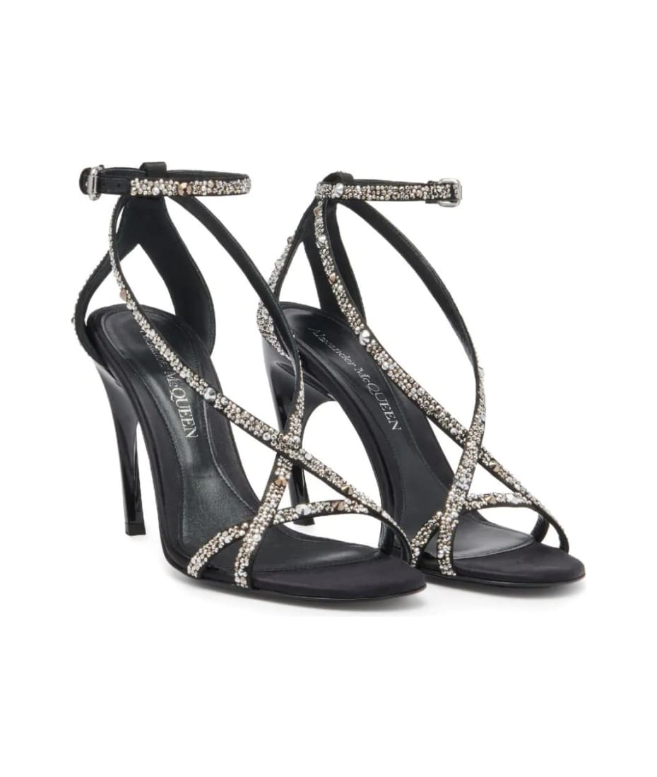 サンダル・ミュール ALEXANDER MCQUEEN ARMADILLO HEEL SANDALS Alexander McQueen Armadillo double arched red suede sandal