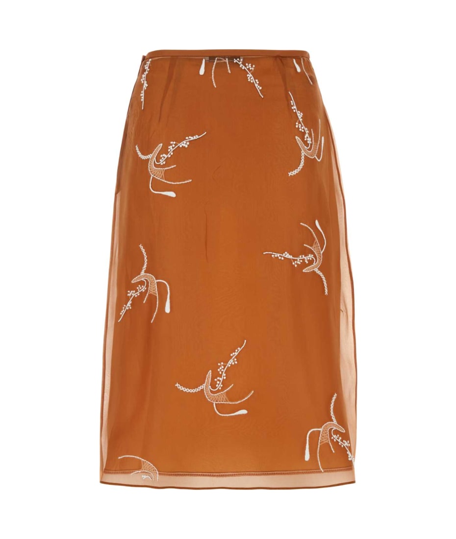 スカート PRADA COPPER ORGANZA SEE-THROUGH SKIRT Prada Copper Organza Skirt | italist