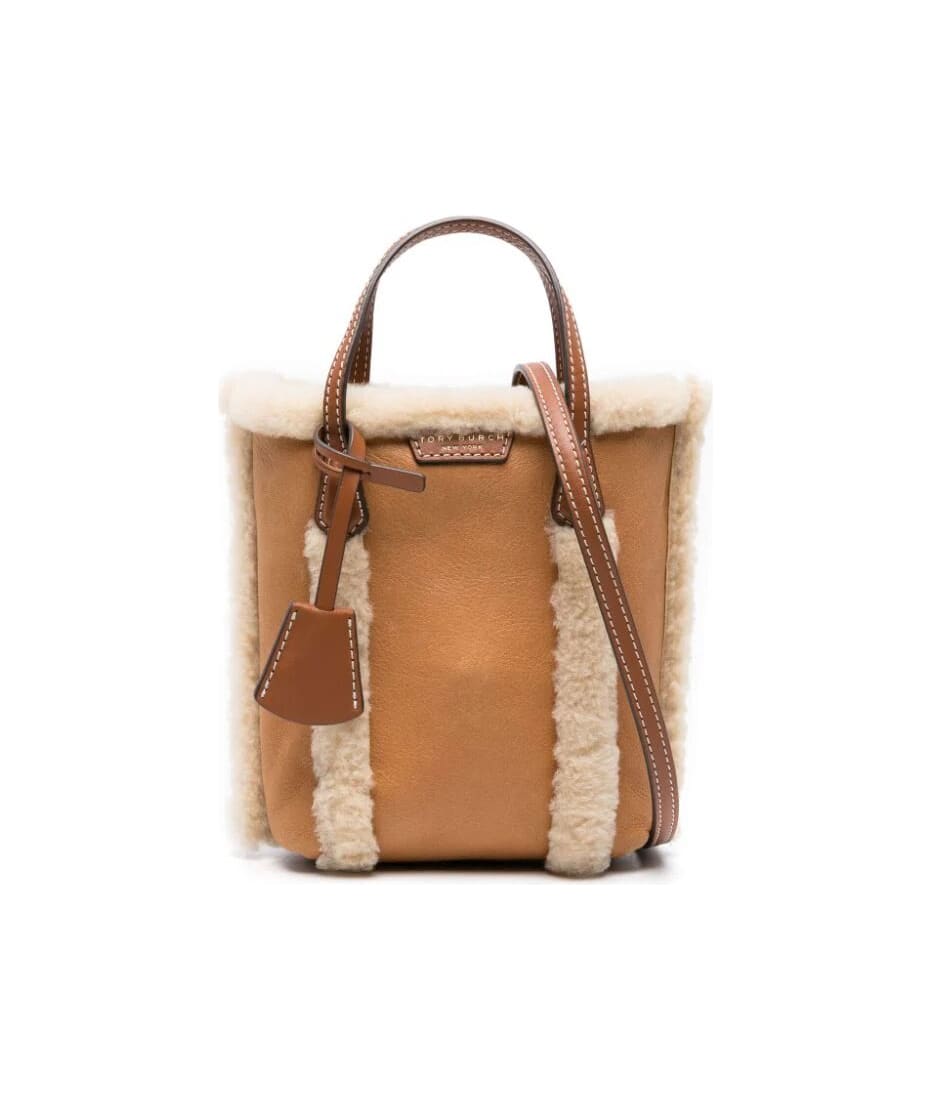 Tory Burch Mini Perry Shearling Tote in White