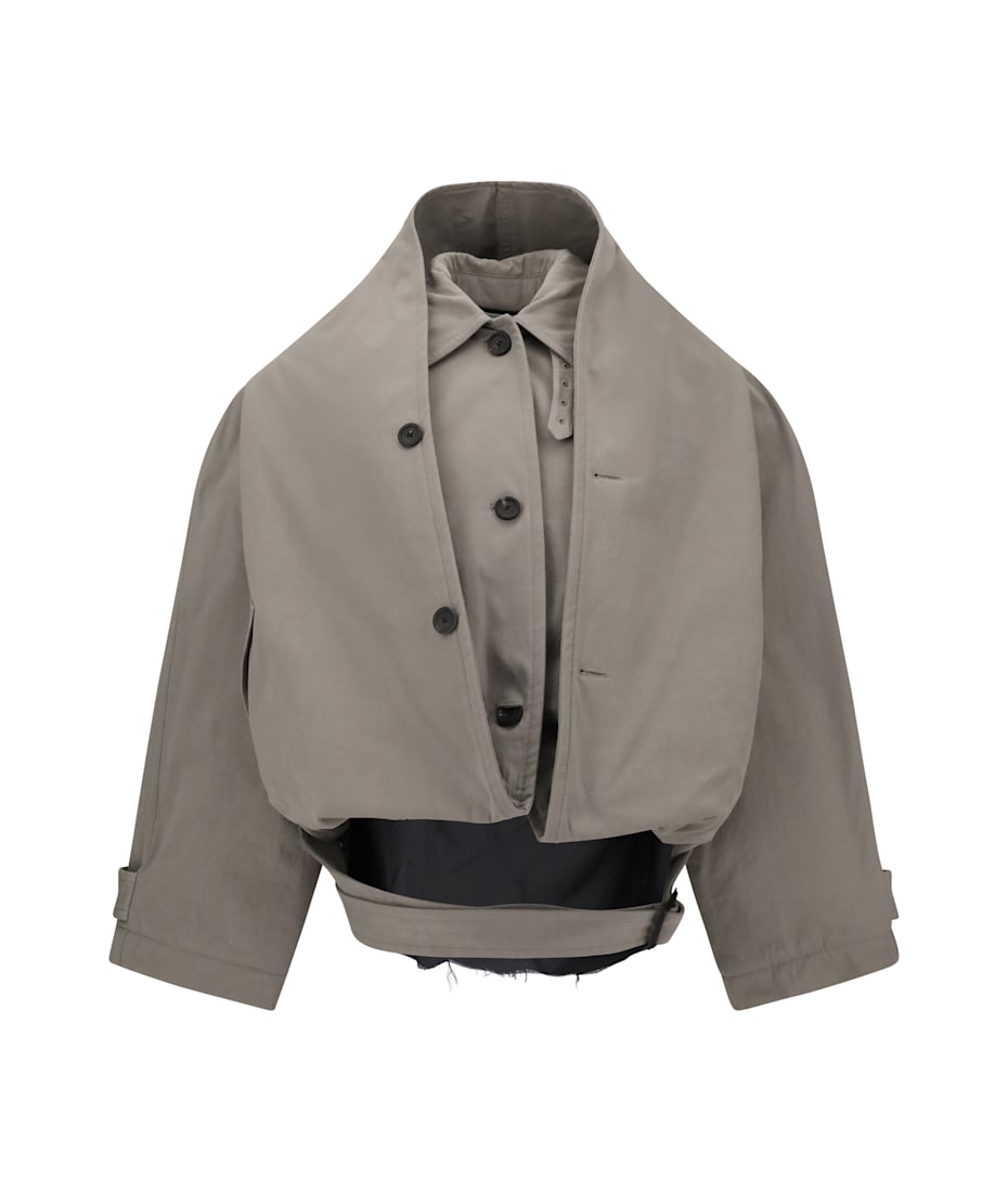 ジャケット BALENCIAGA SS25 HOODED TRENCH (831516TQP07 9966) Women's Flipped Hooded Trench in Dark Beige | Balenciaga NL