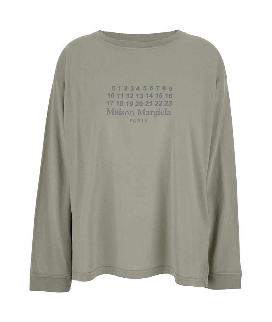 Maison Margiela Grey T-shirt With Crewneck And Long Sleeves