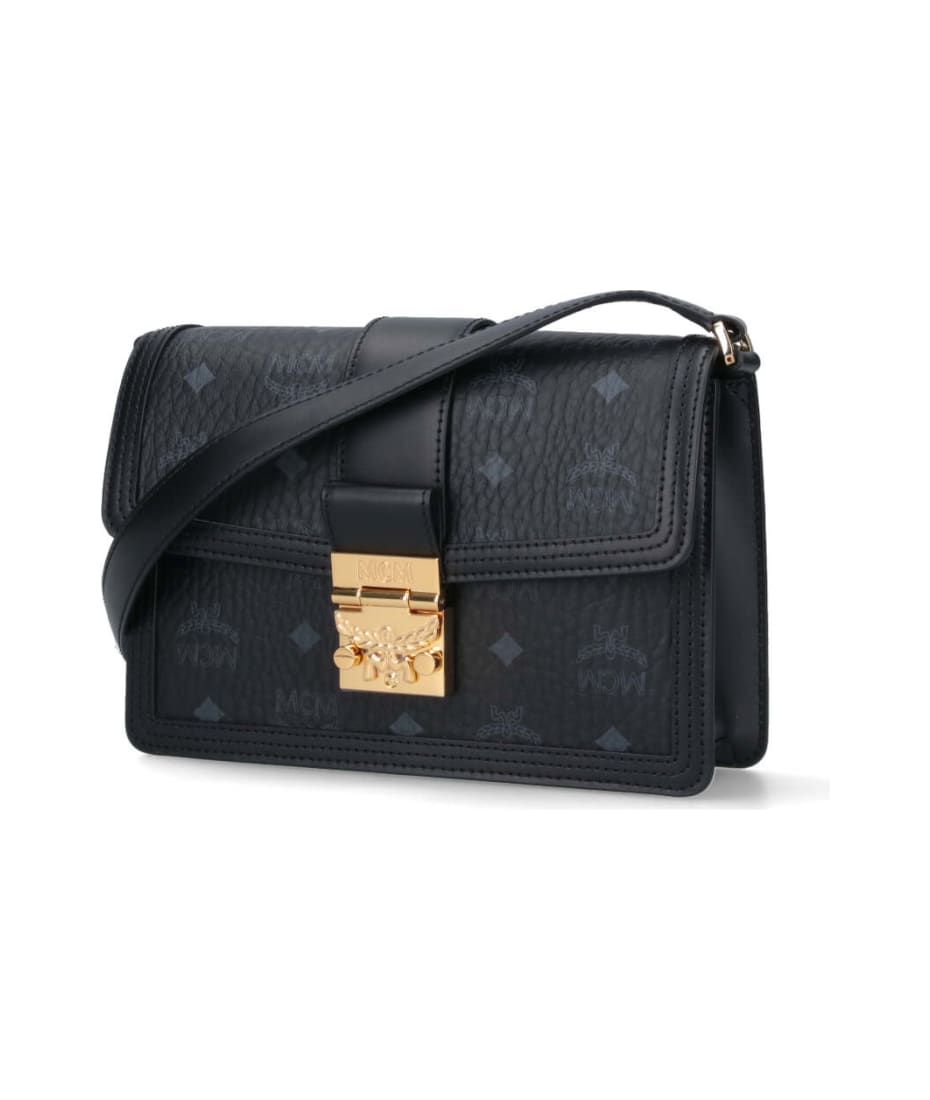 Mcm shoulder best sale bag black