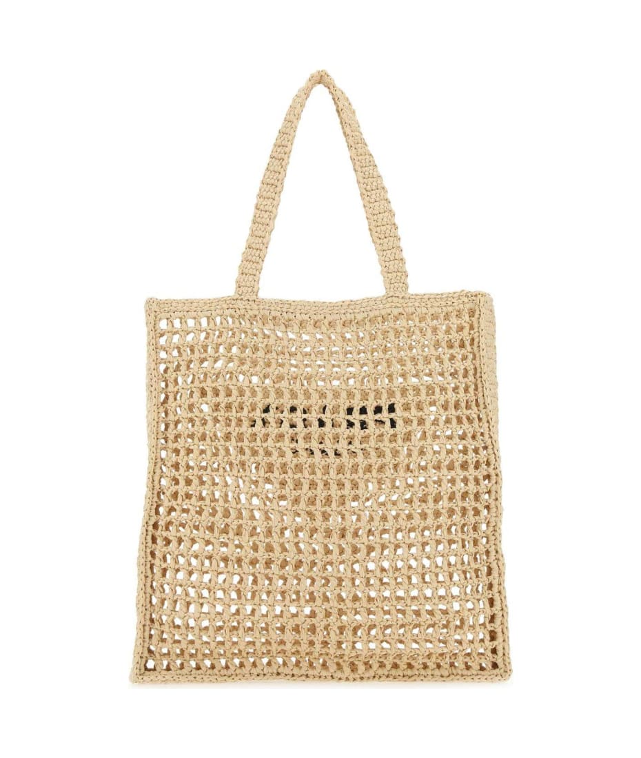 Prada Logo Embroidered Woven Tote Bag | italist