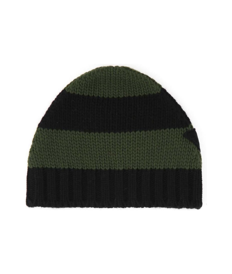 Prada Embroidered Wool Blend Beanie Hat | italist