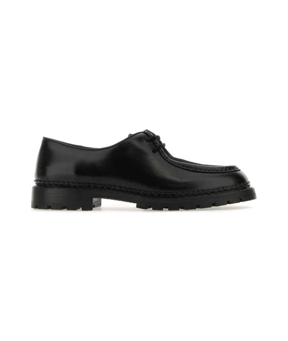 ドレスシューズ・革靴・ビジネスシューズ Saint Laurent Black Leather And Calf Hair Lace-Up Shoes Saint Laurent Black Leather And Calf Hair Lace-up Shoes