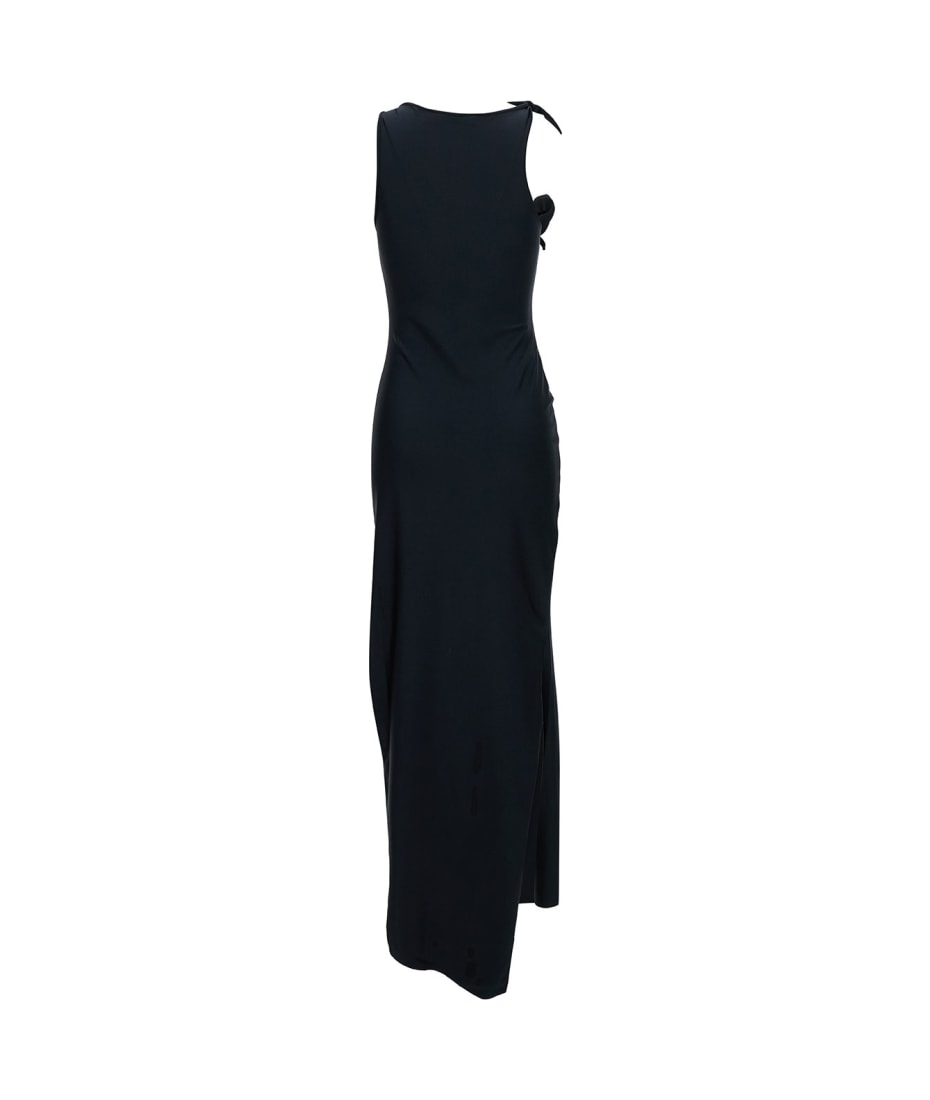 Coperni Long Black Asymmetric Dress With Roses Applications In Stretch Polyamide Woman | italist, ALWAYS LIKE A SALE Coperni Long Black Asymmetric Dress With Roses Applications In Stretch Polyamide Woman | italist, ALWAYS LIKE A SALE