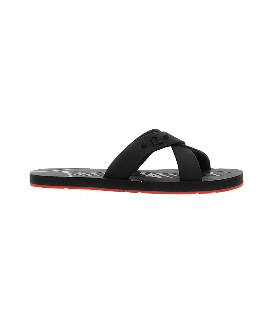 Christian Louboutin Loubi Cross ルビクロス ラバーサンダル Loubi Cross - ミュール - ラバー - ブラック - メンズ