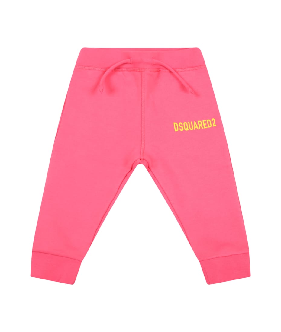 Dsquared2 Fuchsia Sweatpant For Baby Girl With Logo - Fuchsia