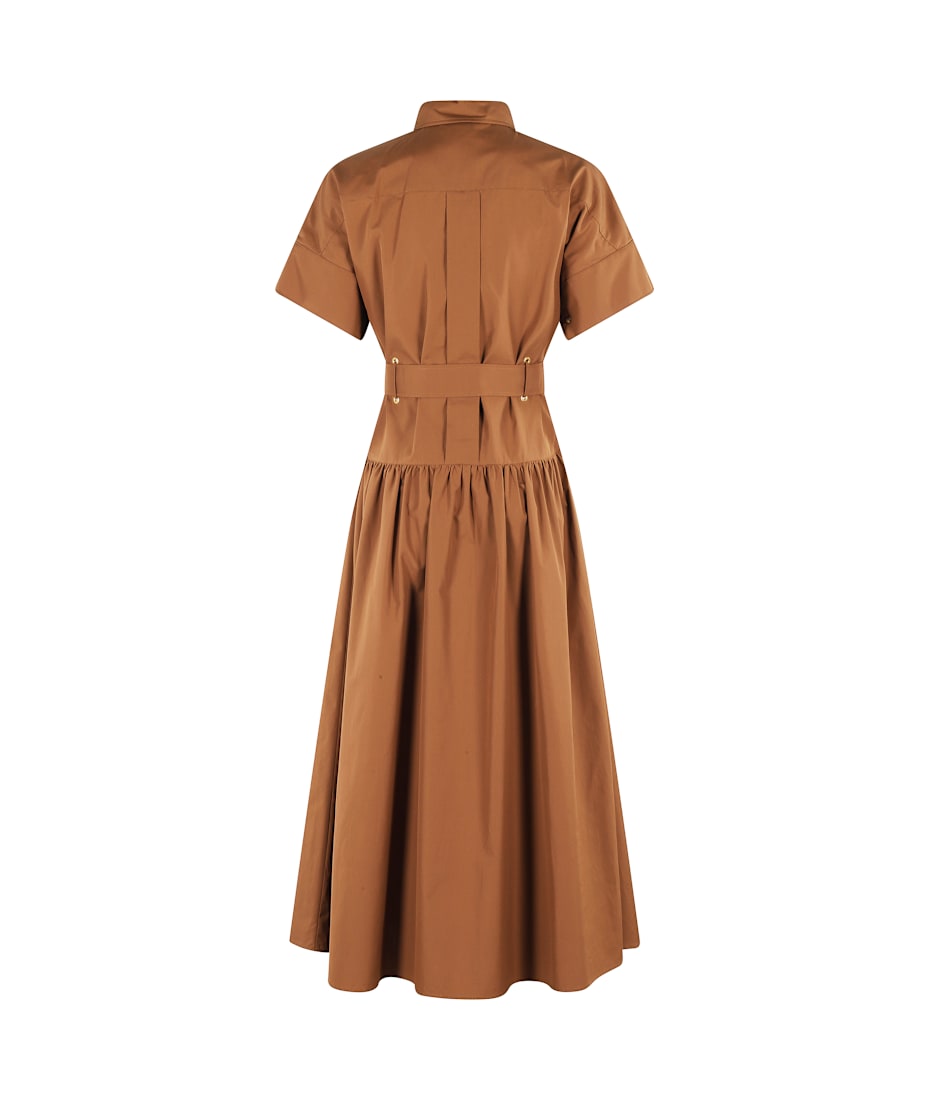 国内発/送料関税込【MAX MARA】AGORAIO midi dress MAX MARA Agoraio belted eyelet-embellished cotton-poplin